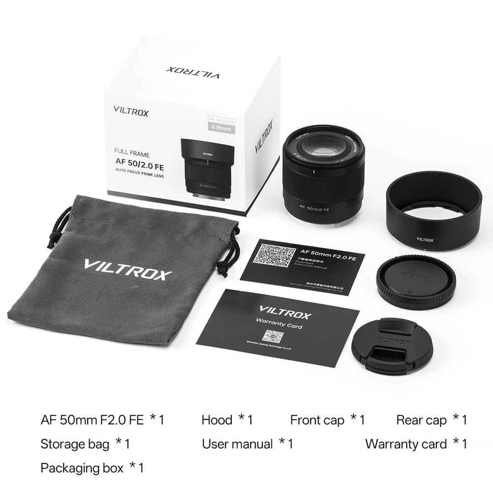 VILTROX AF 50mm Air FE Full Frame Large Aperture Lens for Cameras A7 A7II A7III A7RII A7RIII A7RIV A7SIII A9 A7C A6400 A6000 A6600 A6100 A6500 F2.0