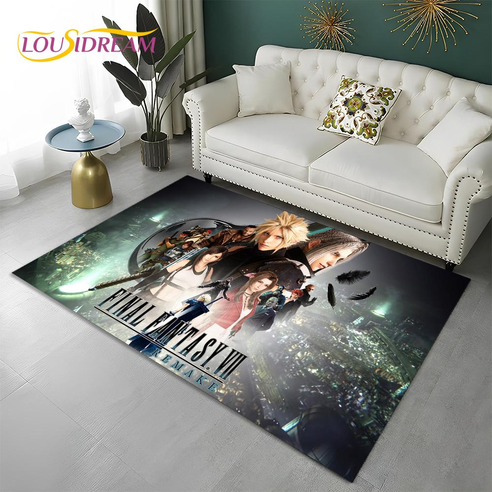 FF14 Gamer HD Final Fantasy Spiel 3D-Teppich für Zuhause, Wohnzimmer, Schlafzimmer, Sofa, Fußmatte, Dekor, Kinderbereich, rutschfeste Bodenmatte