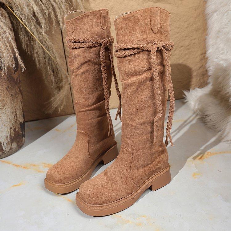 Bottes à plis montantes bottes de chevalier pour femmes 2025 nouvel automne et hiver rétro britanniques bottes fines à talon épais bottes western