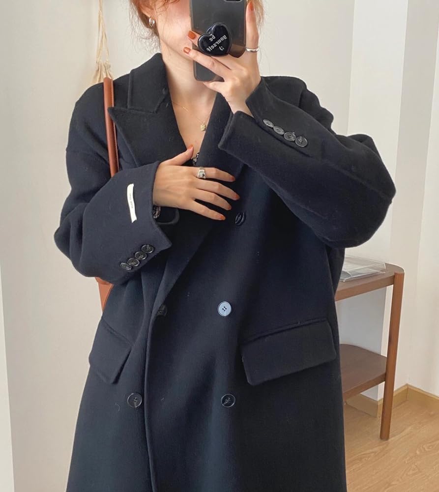 TASOGARA Chesterfield Long Plus Loose Perfect for Winter Outings Women's Coat, Length, Size, Figure-Flattering, Fit, Thick, Simple, Stylish, (JP,