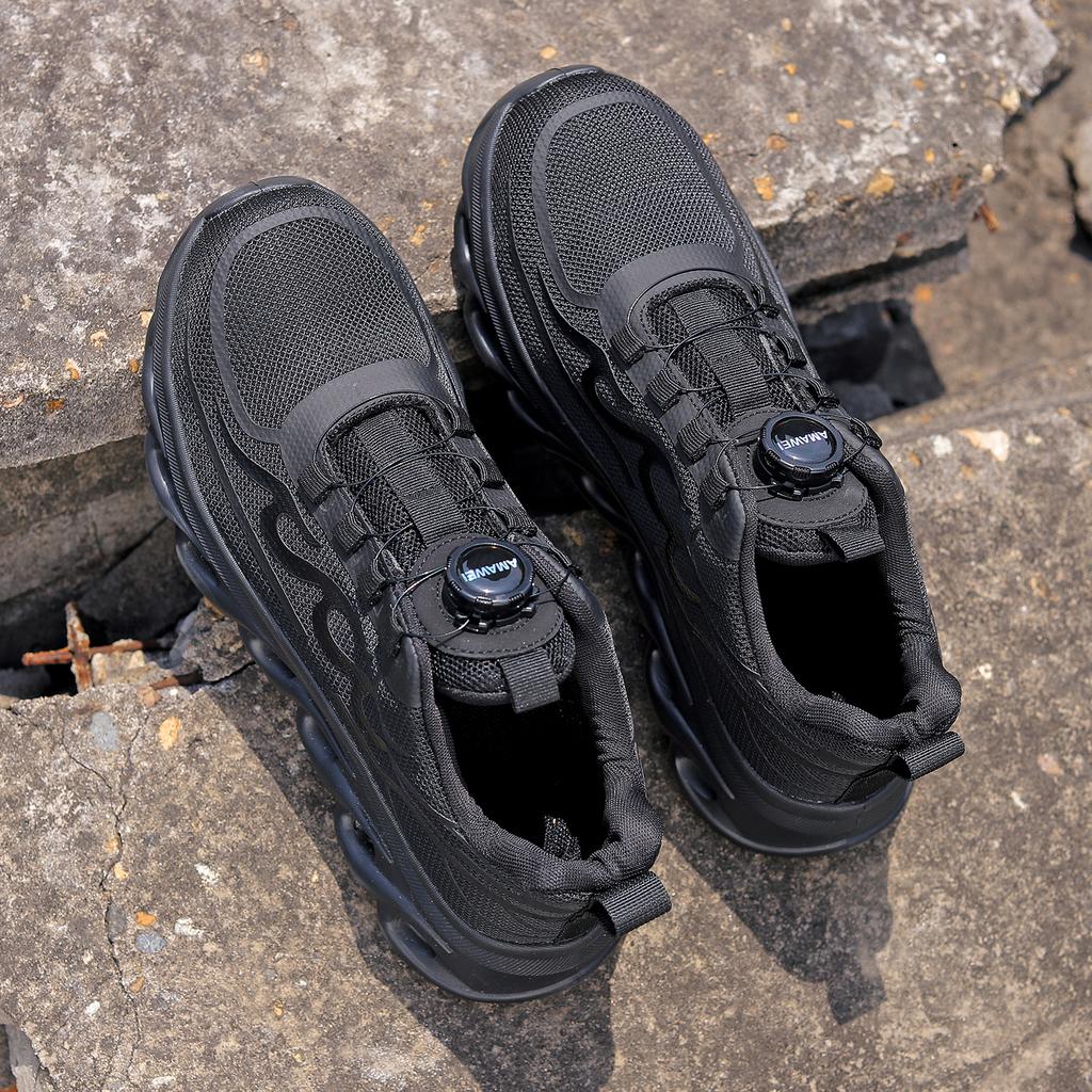 Rotating Button Safety Shoes Men Work Sneakers Indestructible Shoes Puncture-Proof Protective Shoes Work Boots Black Footwear