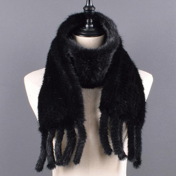 

Модный меховой шарф на зиму, женские шарфы из натурального меха норки, женские шали с кисточками, зимний нагрудник из натурального меха норки рекса One Size чёрный