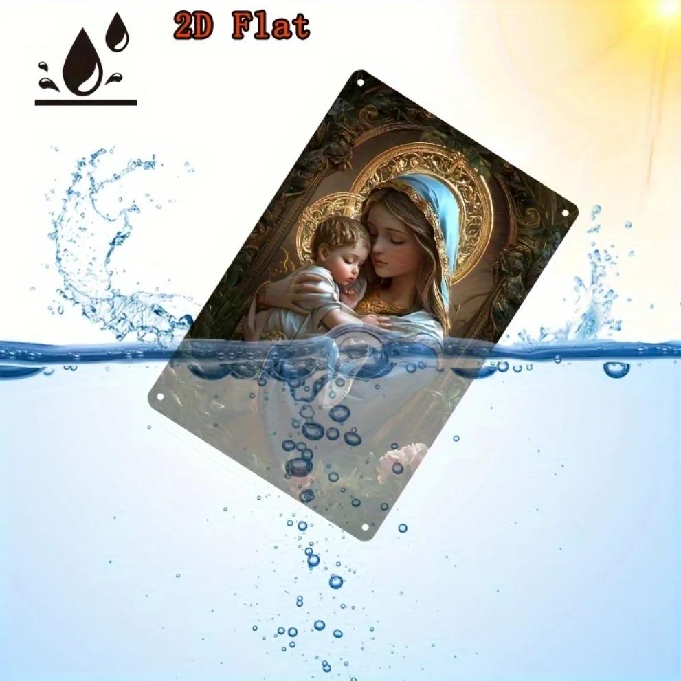 Flat Virgin Mary Wall Art Metal Sign Vintage Religious Decor for Home Bar Office Cafe