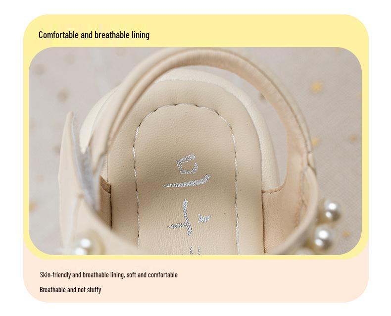 Summer 2026 Girls' Pearl Sandals: Elegant Korean-Style Princess Beach Shoes