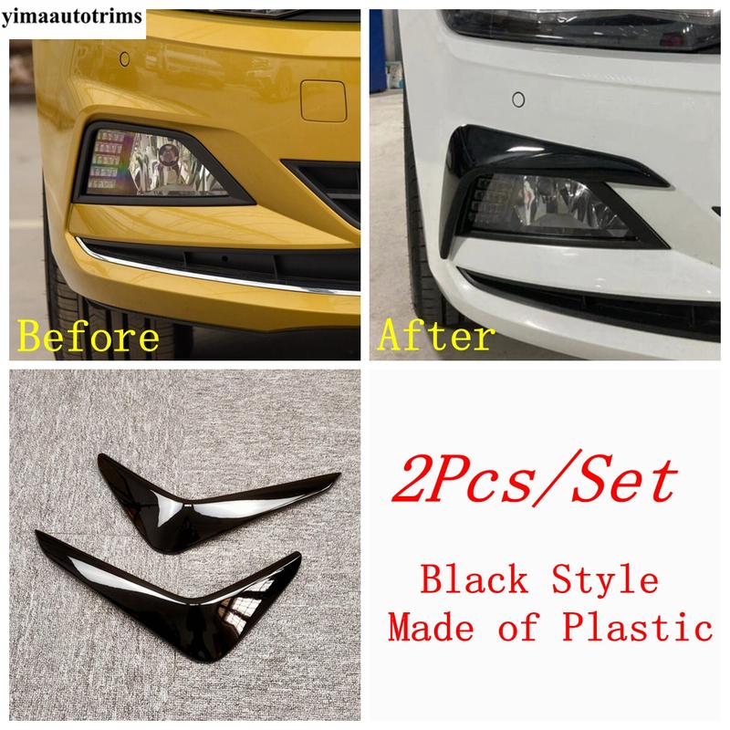 Black Plastic Front Bumper Fog Light Lamp Eyebrow Cover Trim For VW Volkswagen Polo  -  Foglight Lamp Eyelid Accessories