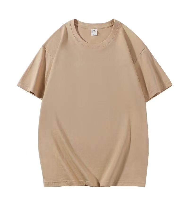 100% Pure Cotton Heavyweight 250g Solid Color Round Neck Casual Short Sleeve T-shirt