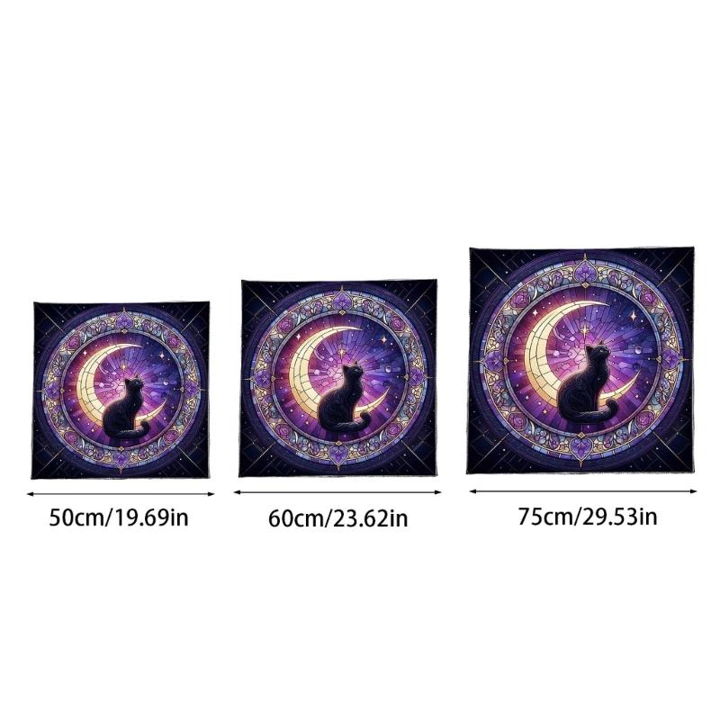 Moon Cats Pattern Tarots Card Tablecloth Altars Cloth Altars Cloth Divinations Card Table Cloth Tapestry Easy Use