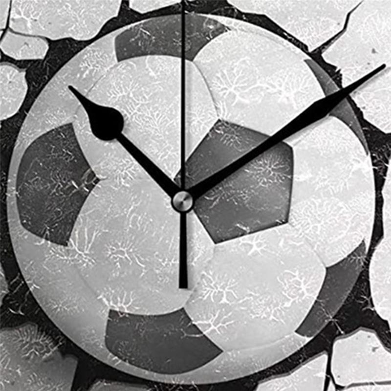 A44Z-12Inch Football Wall Crack Clock Round Wall Clock Mute Quartz Table Clock Bedroom Living Room Home Decoration Wall Watch