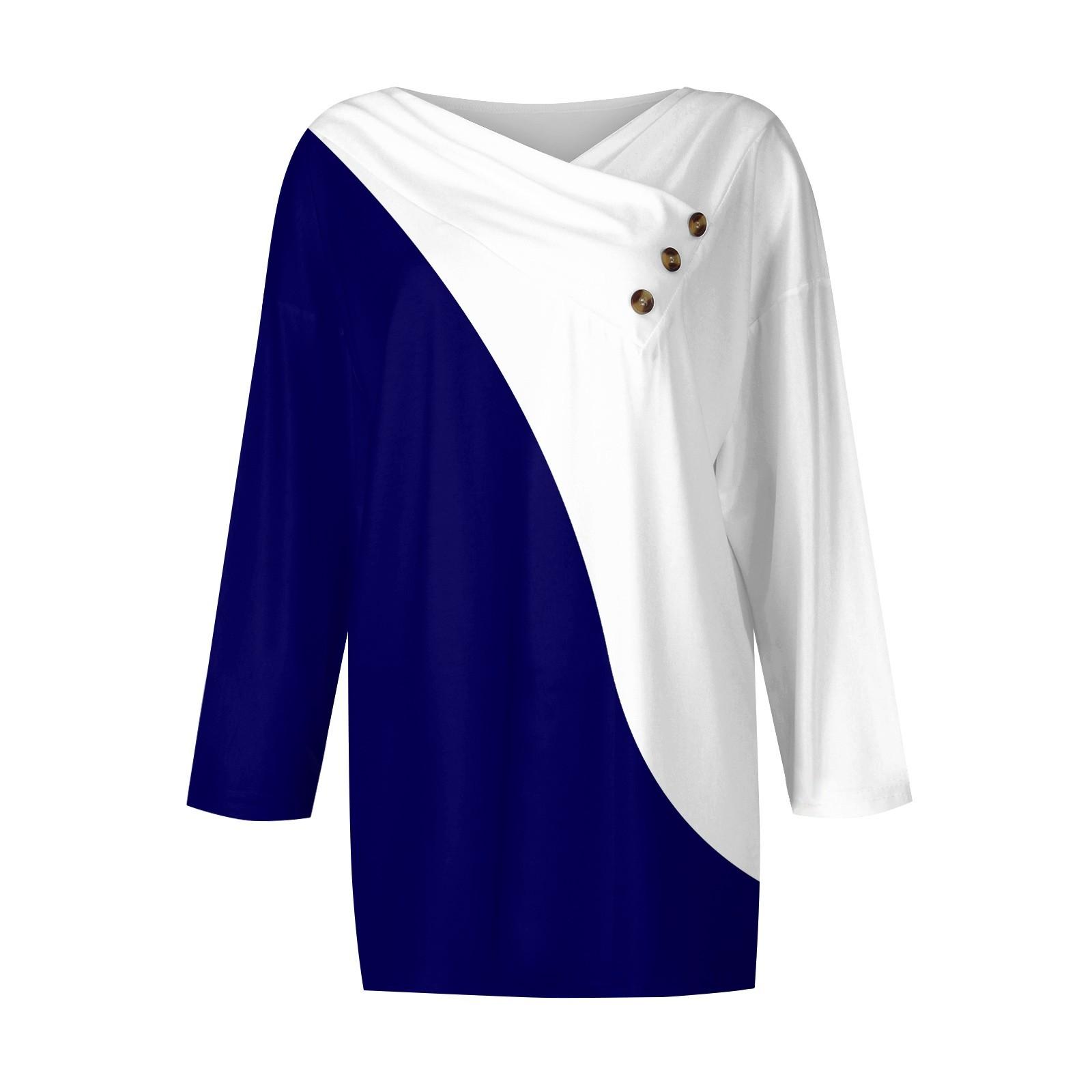 

Женские топы, повседневные рубашки с пуговицами и рукавами 3/4, модные лоскутные блузки с принтом, футболки M