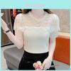 Designer Pearl Embellished Lace Spliced Chiffon Blouse For Summer Casual Wear