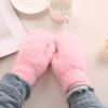 1 Pair Adults Mittens Thickened Stretchy Soft Fuzzy Cozy Cold Resistant Solid Color Windproof Winter Women Gloves for Outdoor