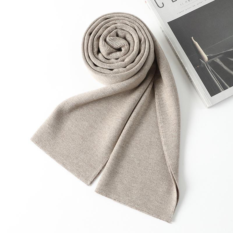 New Men's Wool Scarf, Versatile In Autumn and Winter, Thickened Knitted Monochrome, a Variety of Temperament Simple Cashmere Scarf