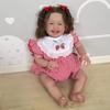 Lebensechte Reborn-Puppe Mila mit bemalter 3D-Haut, 60 cm, Stoffkörper mit PP-Baumwolle, Simulationspuppe, echt aussehende, glücklich lächelnde Babypuppen für Kinder, Weihnachtsgeschenk