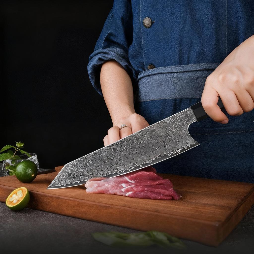 Damascus steel knife, professional Japanese knife with ergonomic handle, high-hardness kitchen knife suitable for home and resta
