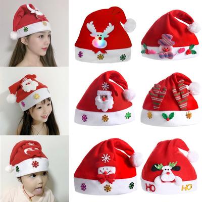 Children Snowman 1Pc Santa Claus Navidad Cap ElK New Year LED Merry Christmas Hat Adult For Kids Light Up Decoration Xmas Gift Hats  Accessories