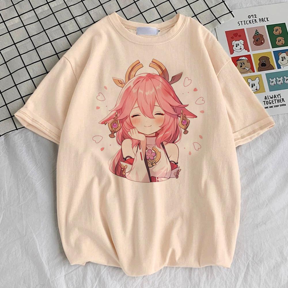 Genshin Impact t shirt female streetwear anime Graphic kawaii Psychedelic shirt University Pop Culture Psychedelic Punk Pastel