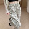 Polka Dot Pleated Wide Leg Pants for Women Summer Thin High Waist Drape Straight Loose Ice Silk Feel Floor Long Pants