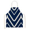 Kitchen Apron Navy Blue Geometric Pattern Kitchen Sleeveless Apron Linen Bib Home Cleaning Tools Cooking Apron Dinner Apron