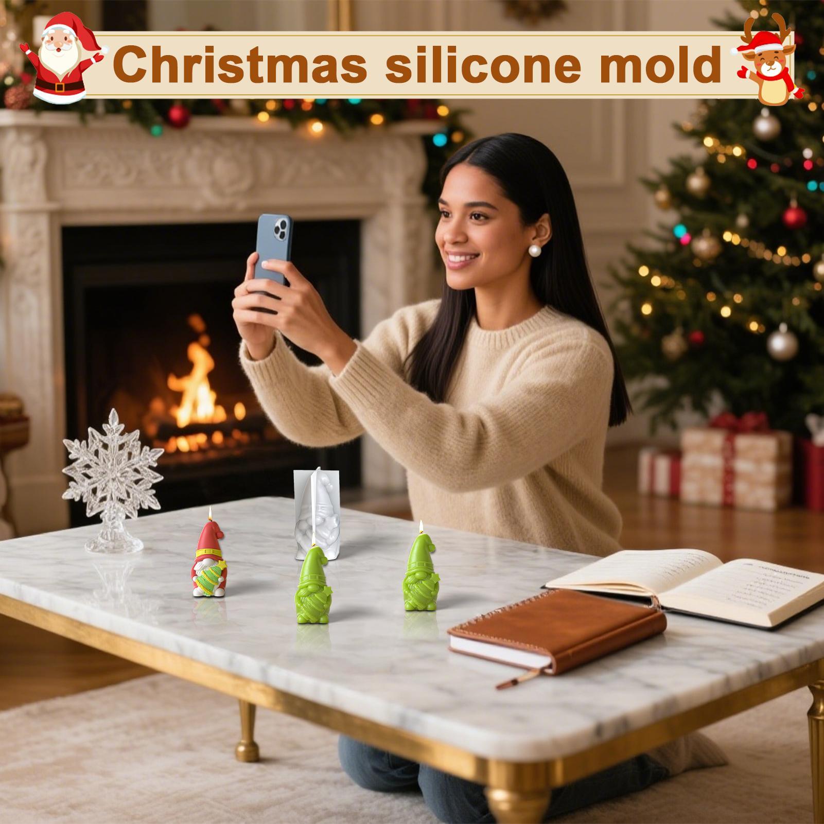 

Рождественские силиконовые формы Гном Дерево Форма для гипса Силиконовая форма для глины Для изготовления свечей Эпоксидная смола Рукоделие Гипс Воск Глина Гипс CHINA