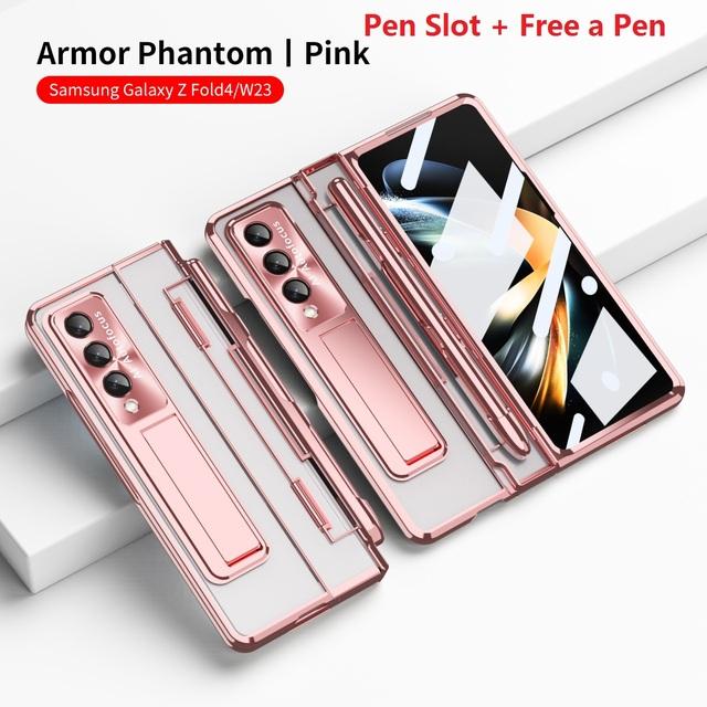 Θήκη στυλό Armor για Samsung Galaxy Z Fold 4 Fold 3 5g Θήκη Γυάλινη οθόνη με διαφανές κάλυμμα προστασίας μεντεσέδων βάσης