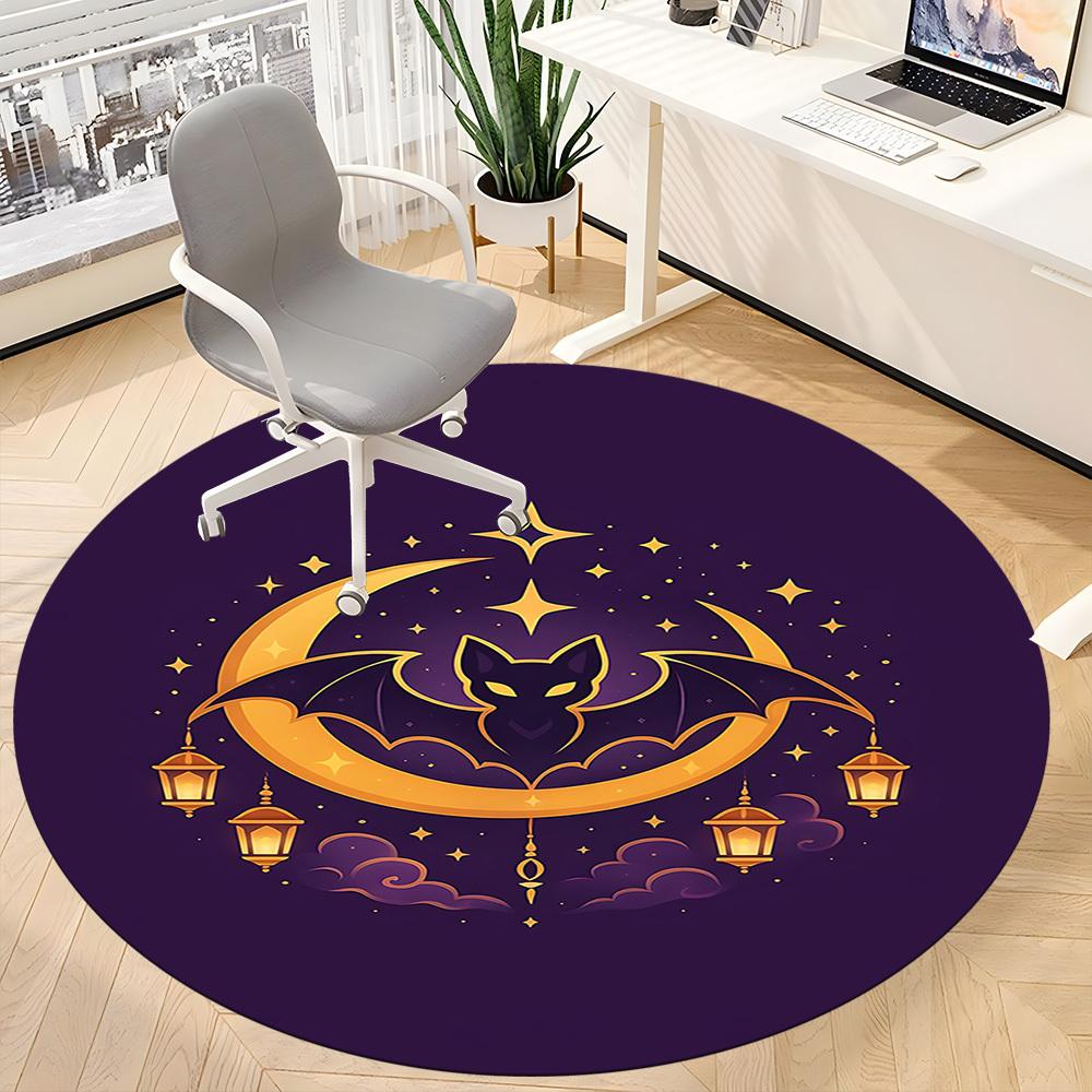 1pc Moon Bat Office Round Area Rug,  Mat Suitable ForOffice, Under Office Chairs Bedroom Living Room Home Decor, Room Deco