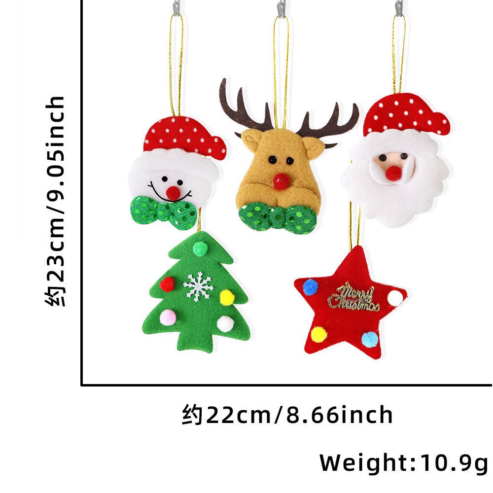 New Christmas Ornament Set Cartoon Plush Christmas Ornaments Reindeer/Snowman/Christmas Tree/Santa Claus/Five-pointed Star Designs