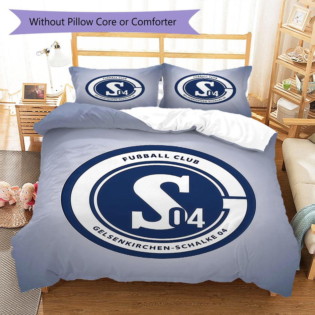 Set Copripiumino Trapuntato con Logo Schalke Federa Decorazione per la Casa Regalo di Compleanno (1 * copripiumino + 2 * federa, senza nucleo)