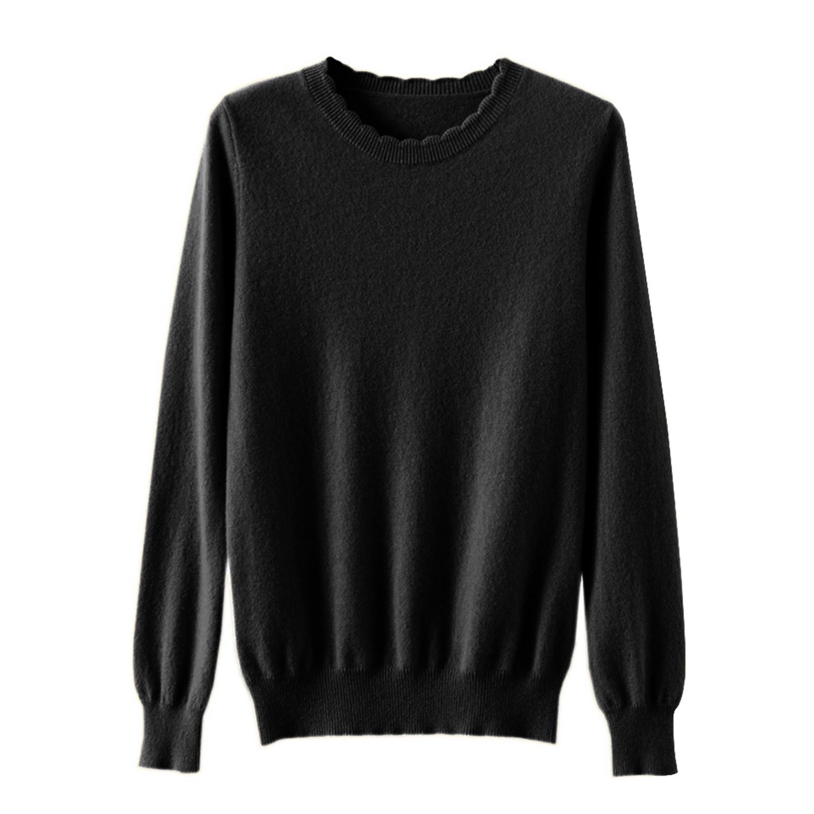 

Женский теплый шерстяной вязаный зимний свитер с искусственной шерстью и высоким воротником One Size чёрный