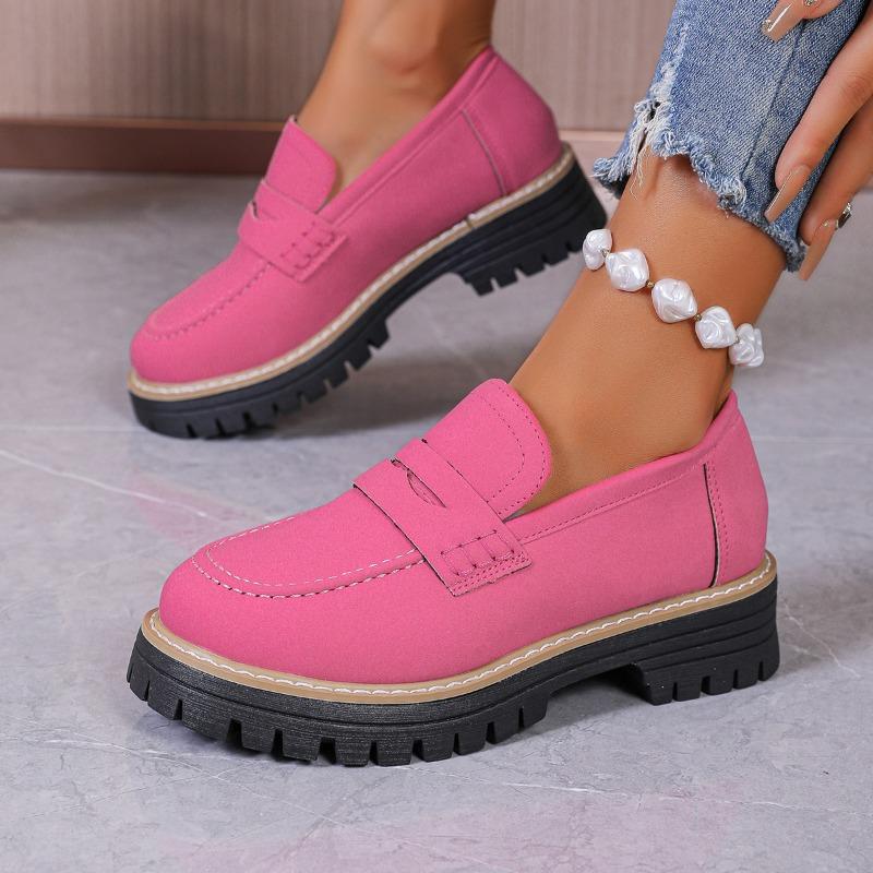 

Новая повседневная матовая женская обувь, лоферы на толстой подошве и толстом каблуке 40 розы красного