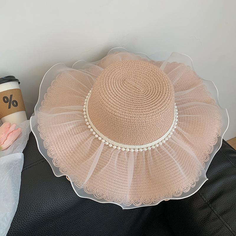 Lace Straw Hat, Female, Summer Large Brim, Outdoor, UV Resistant, Woven Straw, Sun Hat, Beach Hat By The Sea