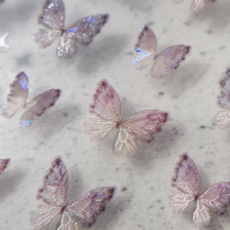 1Sheet 3D Shell Light Butterfly Adhesive Stickers Nail Art Decoration Laser Self-adhesive Nail Sticker Nail Art Supply Manicure