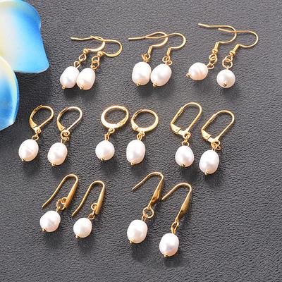 1 Pair Stainless Steel Freshwater Pearl Drop Earrings for Women Girls Pearl Elegant Accessories