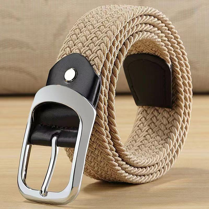 Universal Men'S And Women'S Woven Elastic Canvas Belt, Elastic And Non-Porous, Randomly Interspersed Belt, Breathable And Comfortable Belt