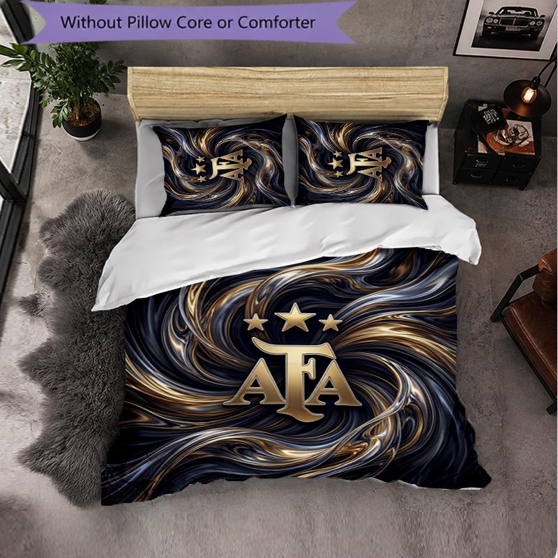 Argentina Football Pattern 3 Pieces Bedding Set Soft Microfiber Duvet Cover with Pillow Cases for Bedroom