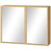 Bathroom Cabinet With Mirror Doors Multiple Interior Compartments Robust Housing Made Of Bamboo Wood 65.2 X 14 X 50 Cm