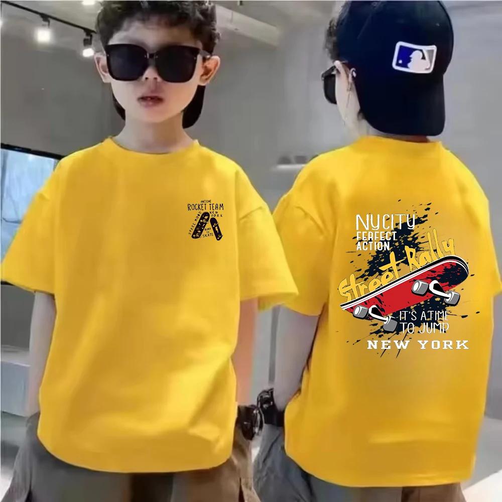Summer Breathable Cotton Children TShirt Design Fashion Scooter Print Boys Tees Top Kid Clothes Short Sleeve Teenagers Tshirts