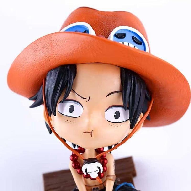 15CM Anime One Piece Sitting Portgas D Ace Cute Q Version Model Toy Gift Collection Action Figure Desktop Car Ornament PVC