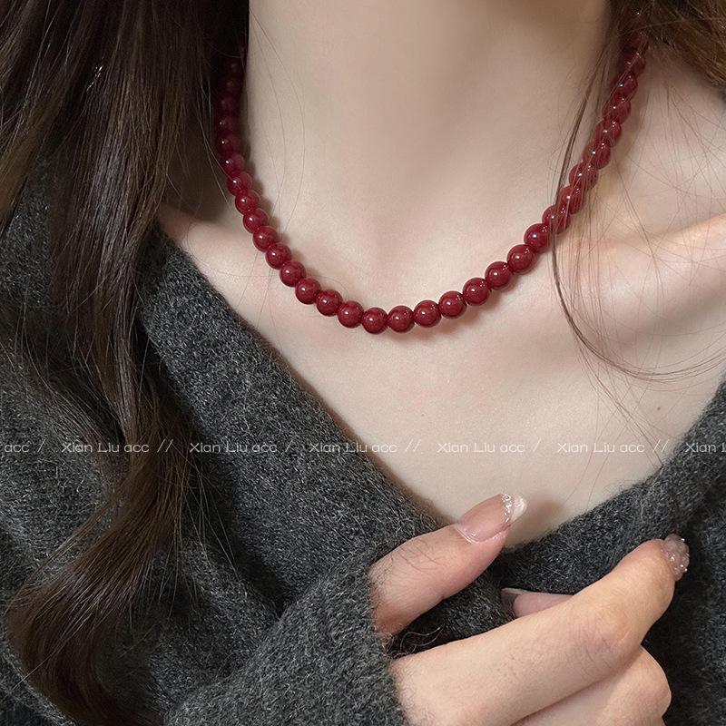 2025 Sense Layered Black Agate & Pearl Necklace - Light Luxury Women's Clavicle Chain Accessory