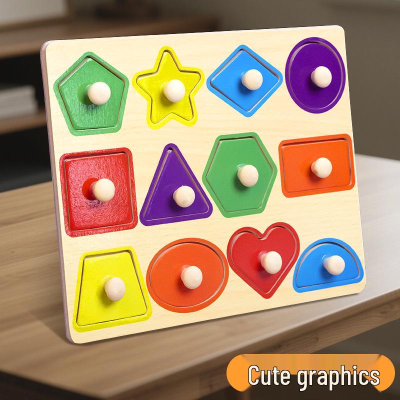 Montessori Wooden Cognitive Puzzle Board - Animal & Fruit Shapes for Early Education