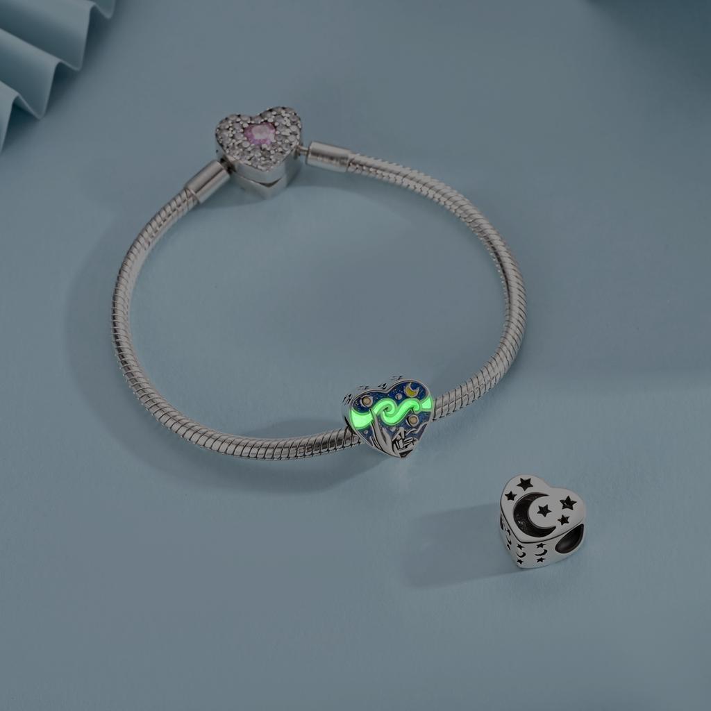 Copper Metal Bead Component Luminous Starry Sky Compatible With Authentic Original Charm Bead Component Bracelet High Quality Fine Jewelry Do It