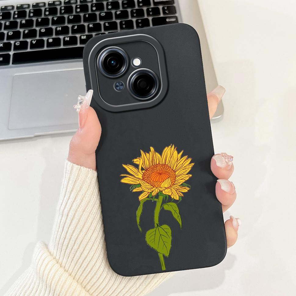For Tecno Spark Go 1 Case Stylish Sunflower Butterfly Soft Silicone Phone Case For Tecno SparkGo 1 GO1 6.67" Cover Bumper