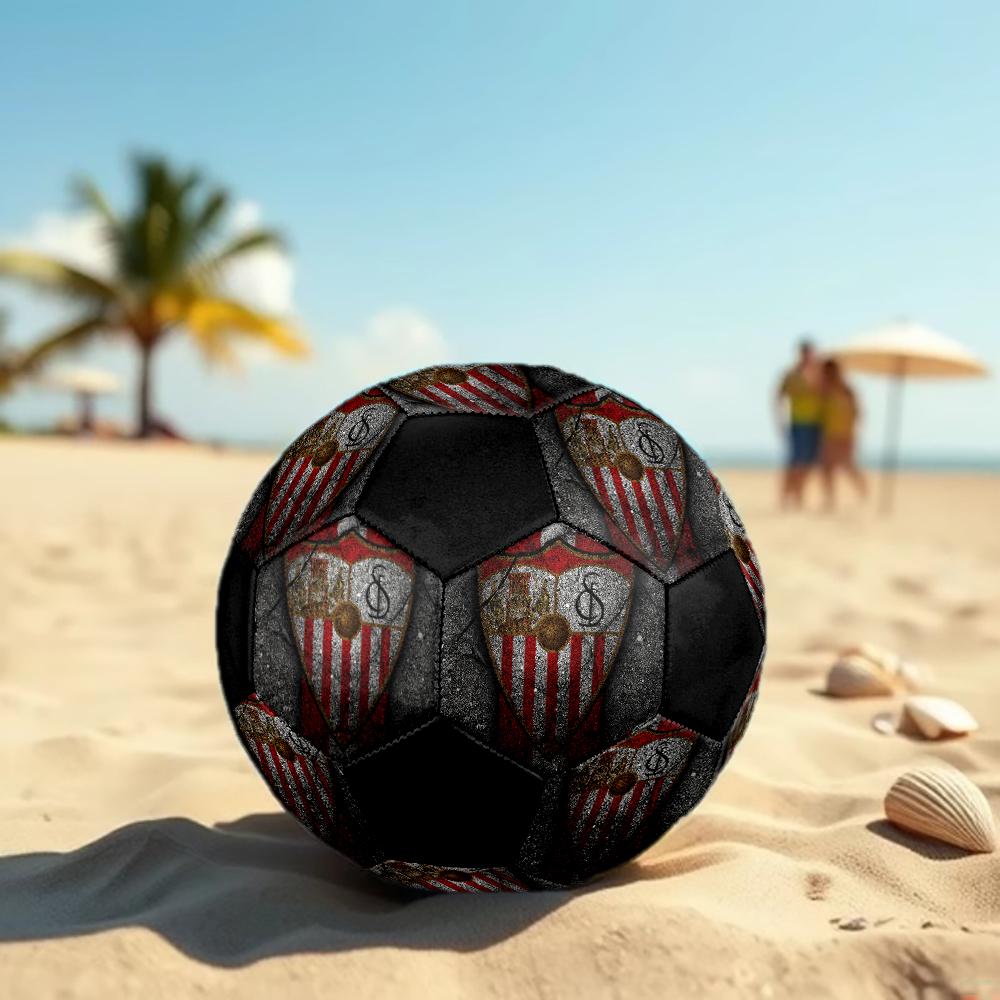 SIZE 5 Sevilla FC Soccer Ball Colorful All Ages Machine Stitched PVC Competition Ready Durable High-Bounce