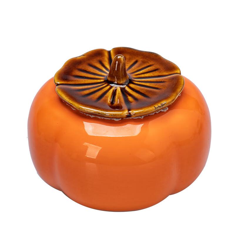 Oriental Persimmon Ceramic Tea Caddy & Candy Jar