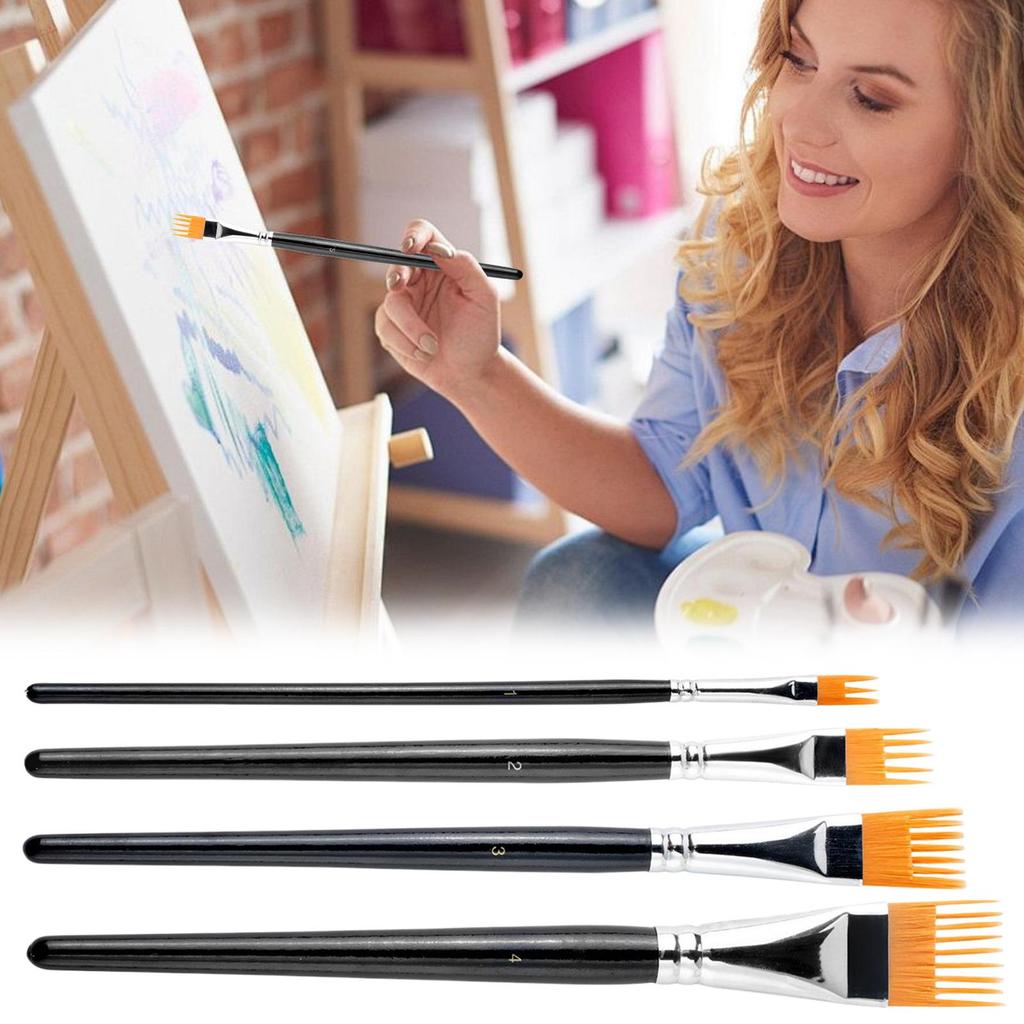 4pcs Paint Brushes Ergonomic Handle Tools Pen Paint Brush Set For Acrylic Painting For Kids Classroom Coloring Adults Craft