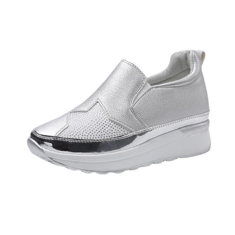 Cross-border large-size one-pedal lazy shoes fashionable rhinestone muffin thick-soled casual inner height-increasing single shoes