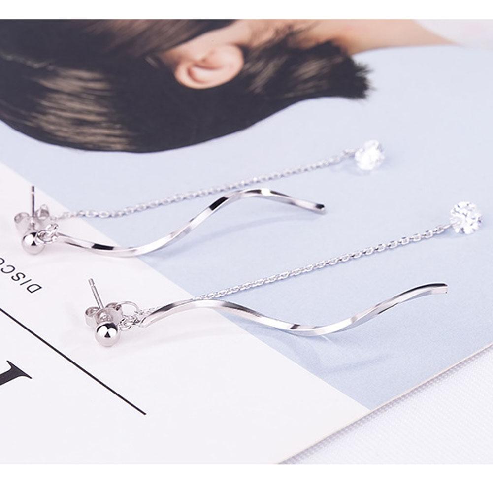 Women S-shaped Earrings Fashion Trend Wave Tassel Back Hanging Long Earrings Jewelry Accessories For Gifts