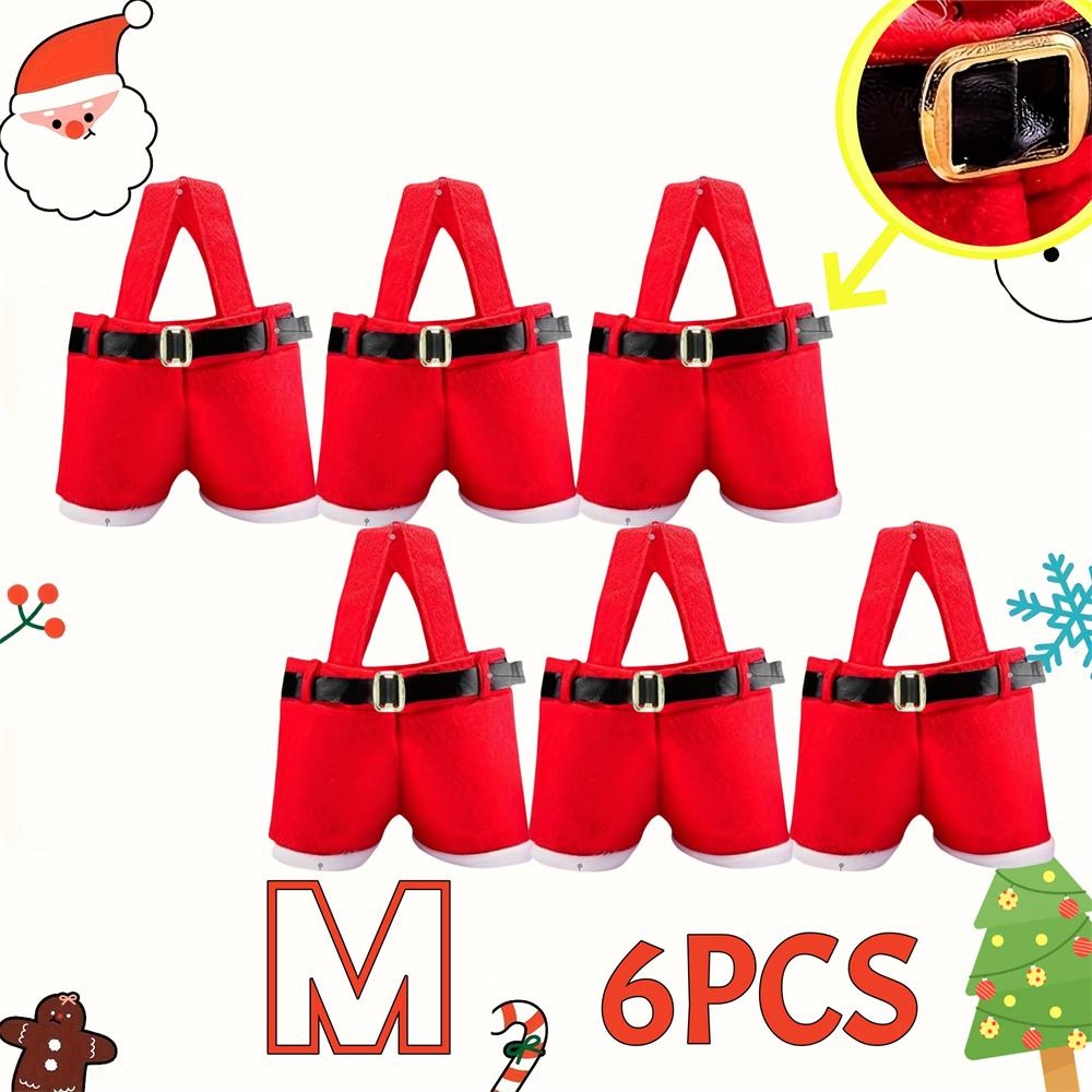 1/6 Stück Weihnachtsmannhose Geschenktüten Festliche Süßigkeitentüten für Weihnachten Neujahrsdekorationen Weihnachtsfeier Gastgeschenke Leckereien Verpackungskorb