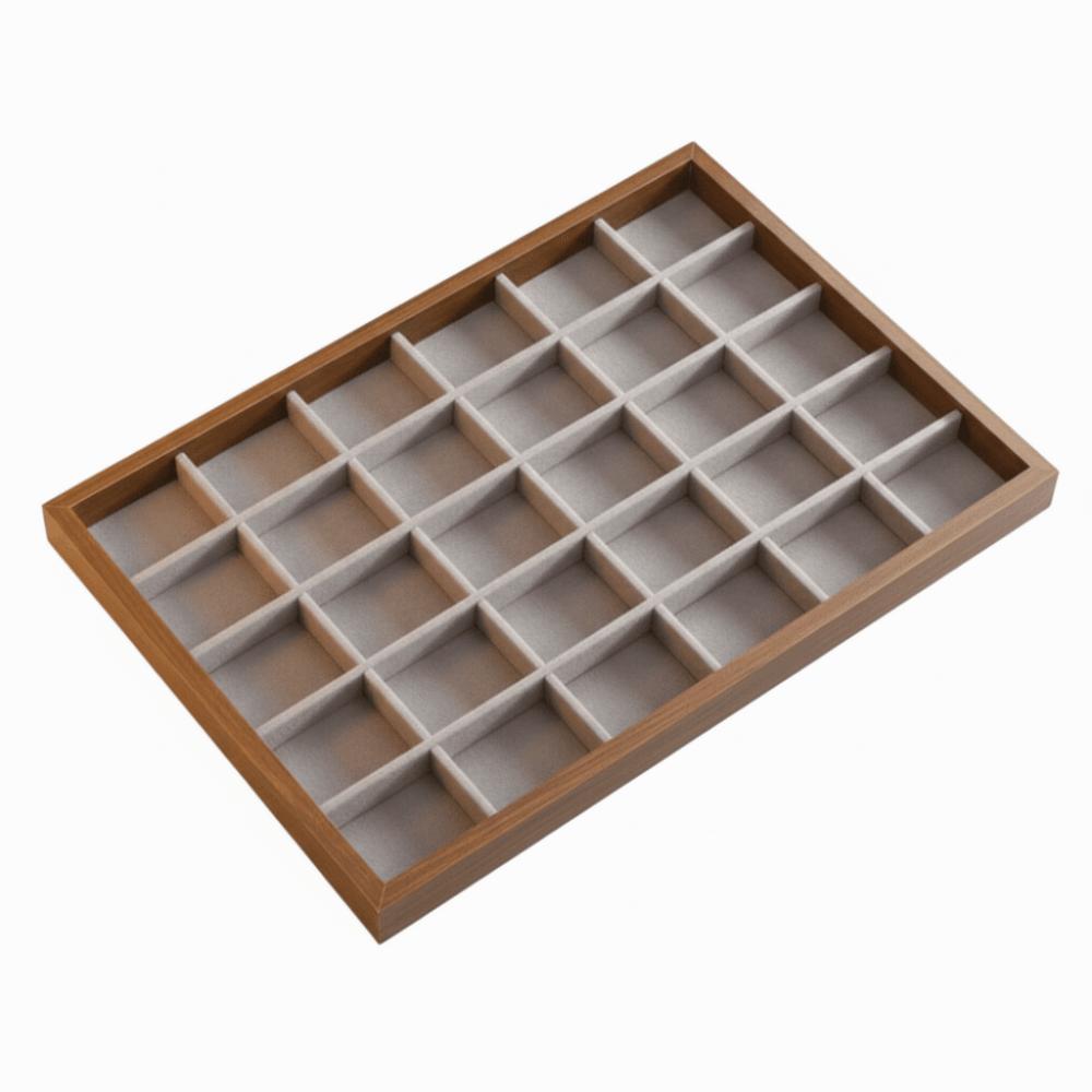 Walnut Wood Jewelry Storage Drawer 30 grid Jewelry Organizer Wood Grain Jewelry Tray Ring Storage