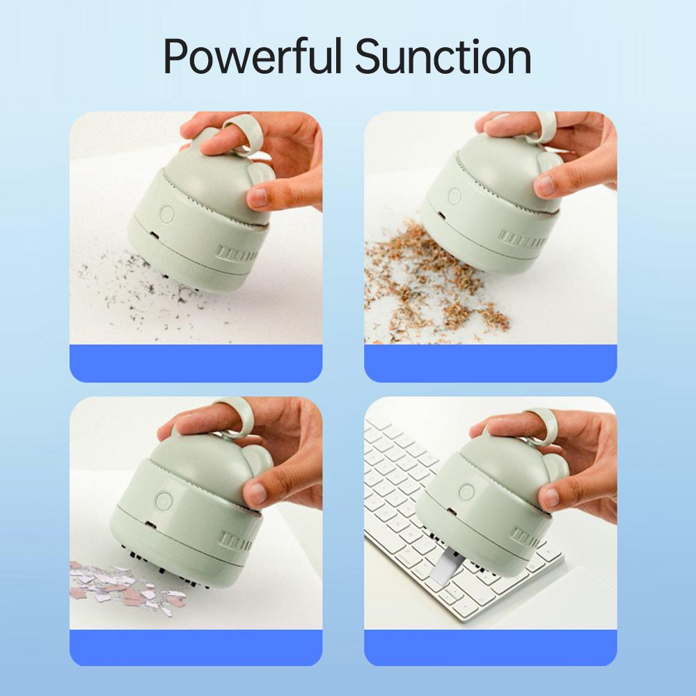 Mini Desktop Vacuum Cleaner Cute Table Dust Sweeper Cartoon Vacuum Rechargeable Battery for Cleaning Dust Crumbs Hairs Scraps