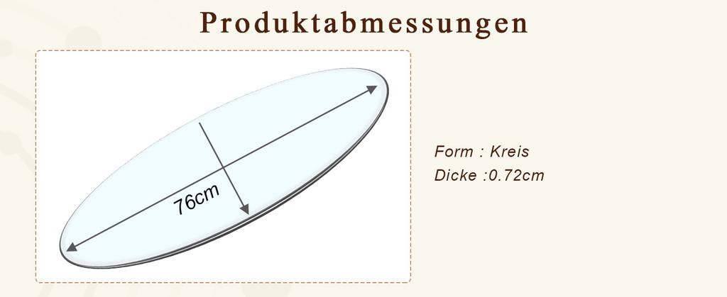 Separate Round Tabletop Made of Tempered Glass – Diameter 76 cm, Thickness 0.72 cm, Durable and Space-Saving. No Assembly Required.